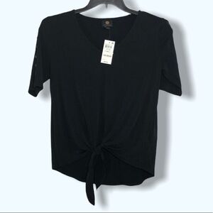 NWT JM Collection Black Tie-Front Top Sz XS